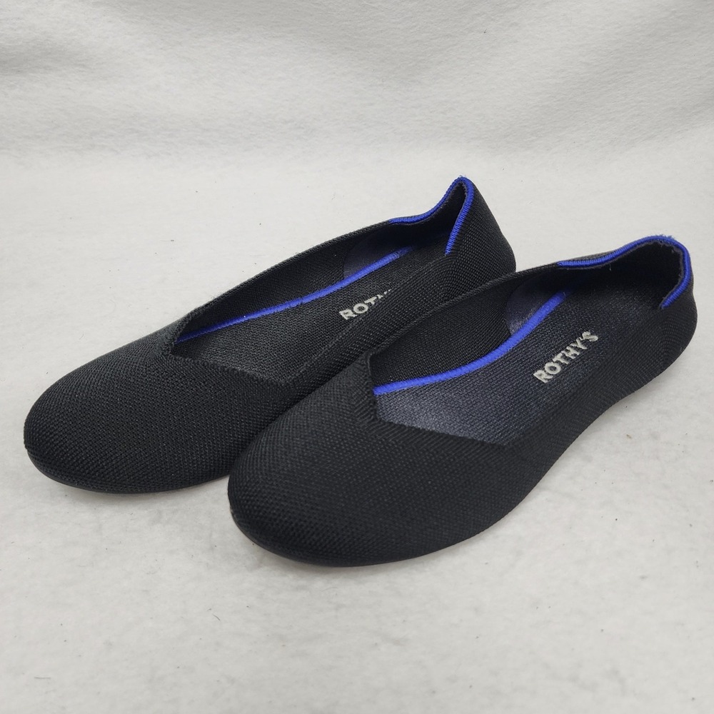 Rothy's The Flat Womens W9 Ballet Flats Black Round Toe Slip On Comfort Shoes